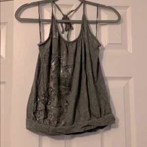 Grey express halter top with silver floral details
